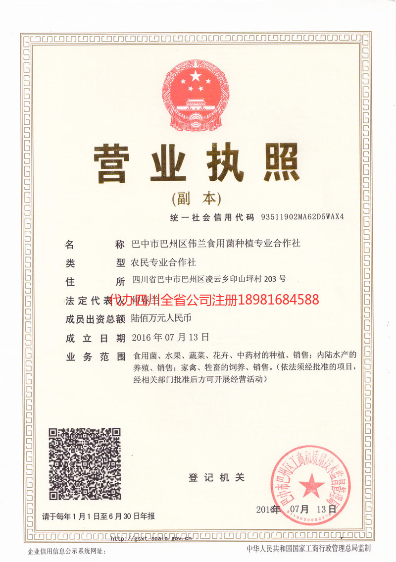 衢州衢州伟兰食用菌种植专业合作社